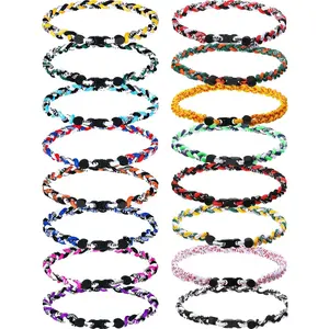 Baseball Necklaces Bulk, 3 Assorted Colors Braided Rope Tornado Baseball Necklace for Sports Team