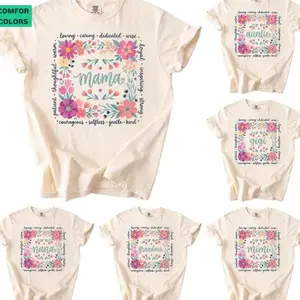 [SALE OFF 50%]Custom Comfort Colors Floral Mama Ivory Shirt, Personalized Loving Caring Dedicated Grandma T-Shirt, Floral Nana Auntie Mimi Gigi Lala Yaya Shirt EYL