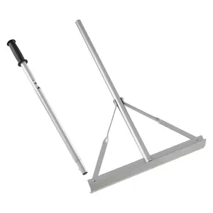 Landscape Rake With 60-Inch Aluminum Handle And 20-Inch Wide Head, Heavy-Duty Aluminum Landscaping Leveling Tool For Asphalt And Land Leveling, Concrete Paving, Sand Flattening, Teeth-Free Design