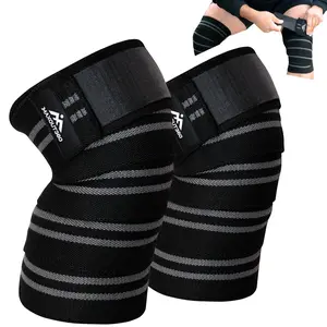 MaxOut360 Knee Wraps for Weightlifting (Pair), 78" Cotton Knee Wrap for Squats & WODs, Knee Straps for Powerlifting with Compression & Elastic Support, Black