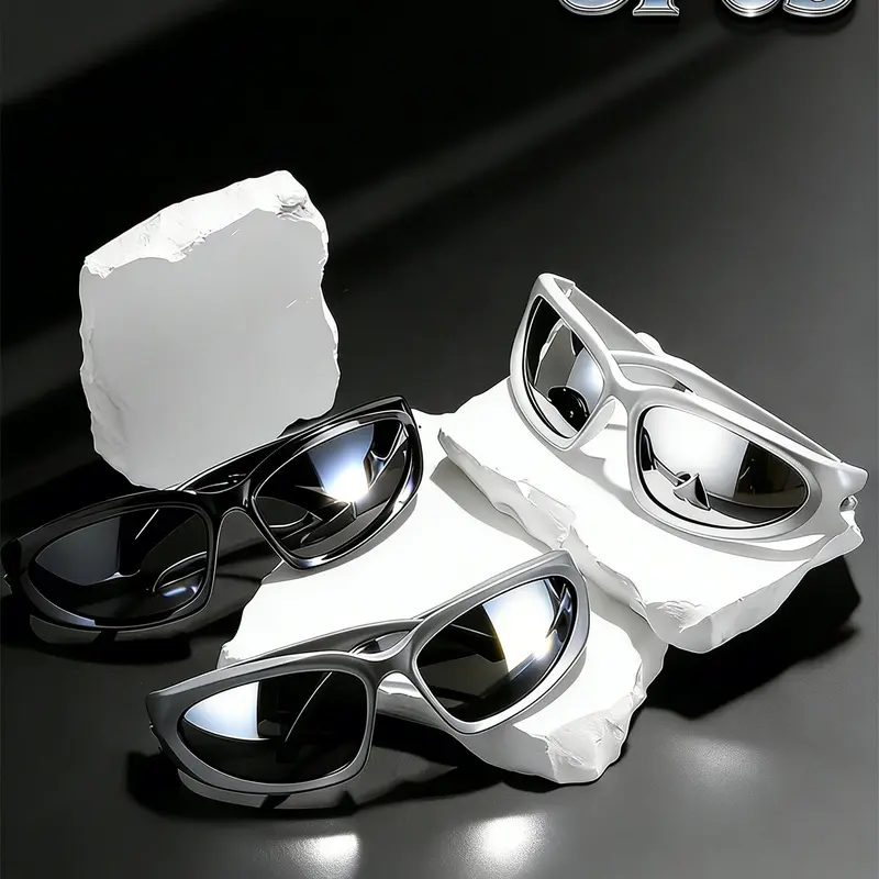 3-Piece Set Y2K Style Unisex, High-Quality PC Material, Casual Stylish Eyewear, Summer Essential Shades Set, Casual Fashion Shades