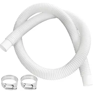 1-1/4 Inch x 3ft Foot Long White Above Ground Pool Flex Connection Hose with 2 Metal Clamps for Pump 330 GPH, 530 GPH, and 1,000 GPH Compatible with Intex Coleman Summer Waves Pool Skimmer