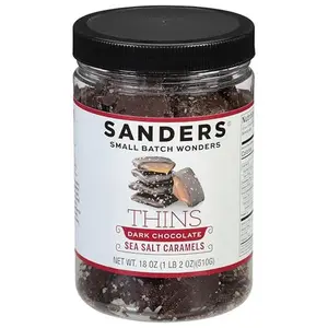 Sanders Dark Chocolate Sea Salt Caramel Thins - 18 oz. Tub