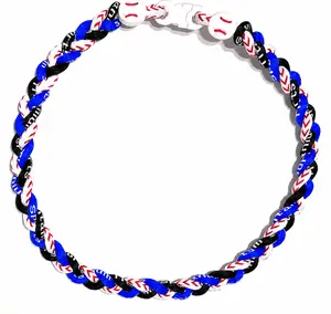 Tornado 3 Rope Energy Necklace Baseball Stitch Clasp Royal Black White