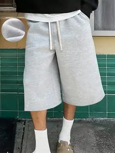 Men's Casual Wide Leg Shorts, Elastic Drawstring Waist, Soft Comfortable Fabric, Perfect for Daily Wear & Sports Activities, Drawstring Active Shorts