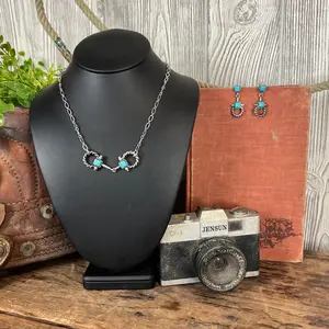 Western Rope Horse Bit Necklace Set – Turquoise