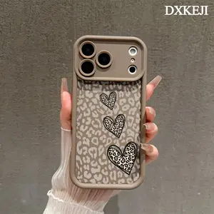 Retro Leopard-Print Heart Pattern Phone Case,TPU Soft Silicone,Fully Protected and Shockproof For iPhone 17 16 15 Pro Max 14 13 12 11 Plus Air Stylish Trendy