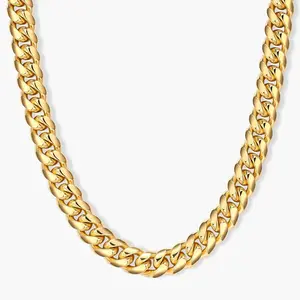 8mm 18K Gold Plated Cuban Link Chain for Men, Stainless Steel Heavy Duty Curb Necklace, Tarnish Resistant Real Gold Look Hip Hop Jewelry, 18-26 Inches outdoorfun