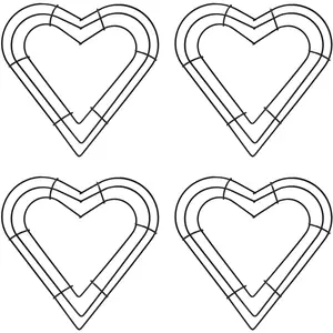 4 Pcs Wire Wreath Frame Rings 8 inch Metal Wreath Form for Crafts Floral for Wedding Birthday Decoration, Black Heart Shaped