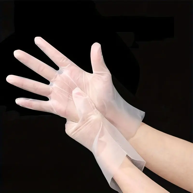 100 Food Grade Disposable Transparent Gloves, Durable and Safe, Suitable for Cooking, Home Cleaning, and Food Preparation Household
