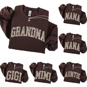Custom Floral Grandma Sweatshirt - Dark Chocolate Color, Personalized Heart Name Crewneck, Thoughtful Gift for Nana, Gigi, Mimi, Mamaw, Cozy Unisex Family-Themed Shirt - ShamCren