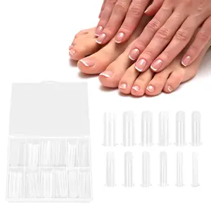 120pcs Polygel Toenail Forms Kit, 12 Sizes Reusable Poly Gel Toe Dual Forms Nail Extension Molds Full Cover Press On Toe Nail Tips for DIY Home Pedicure & Salon Use(Transparent)