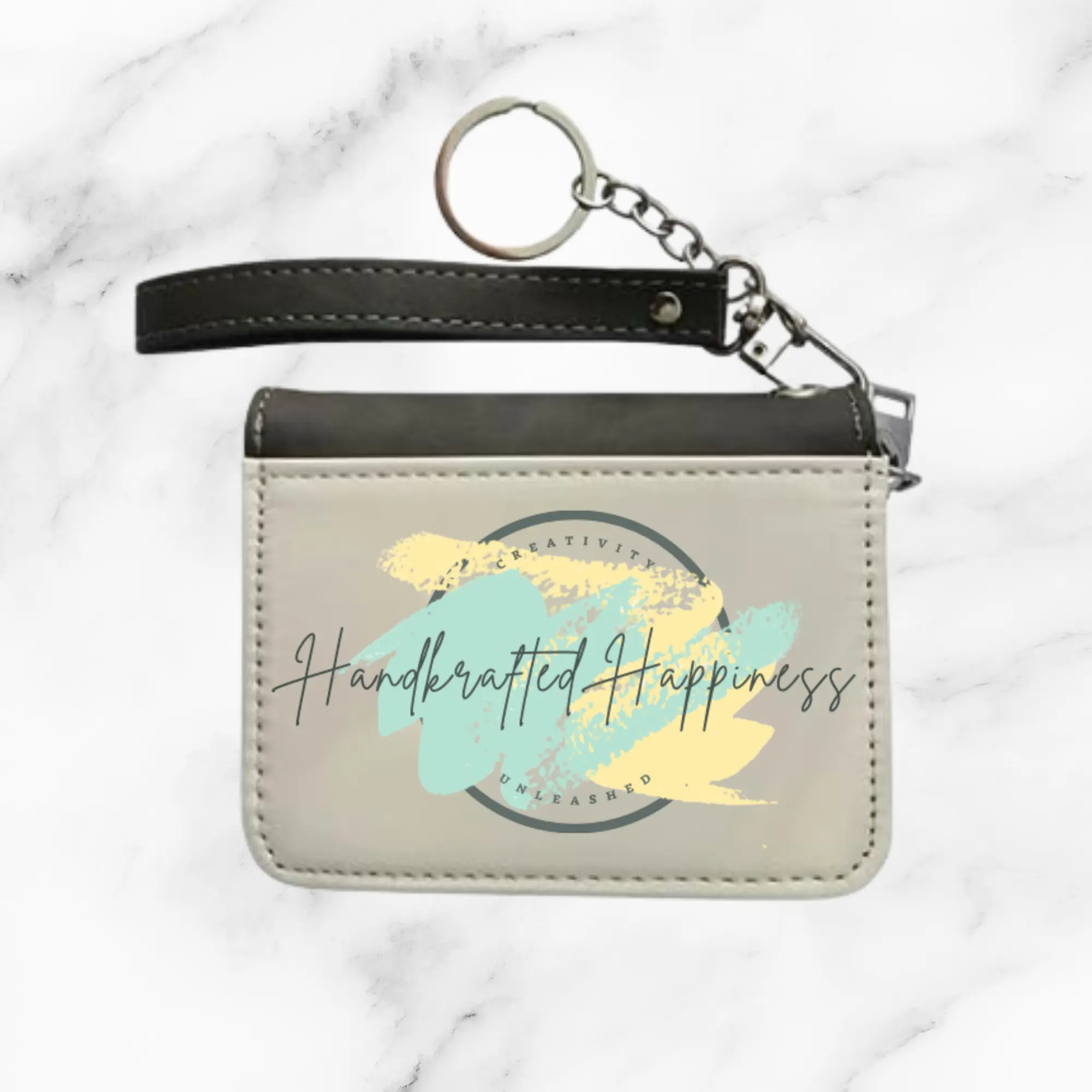 Custom Black Leather Keychain Wallet