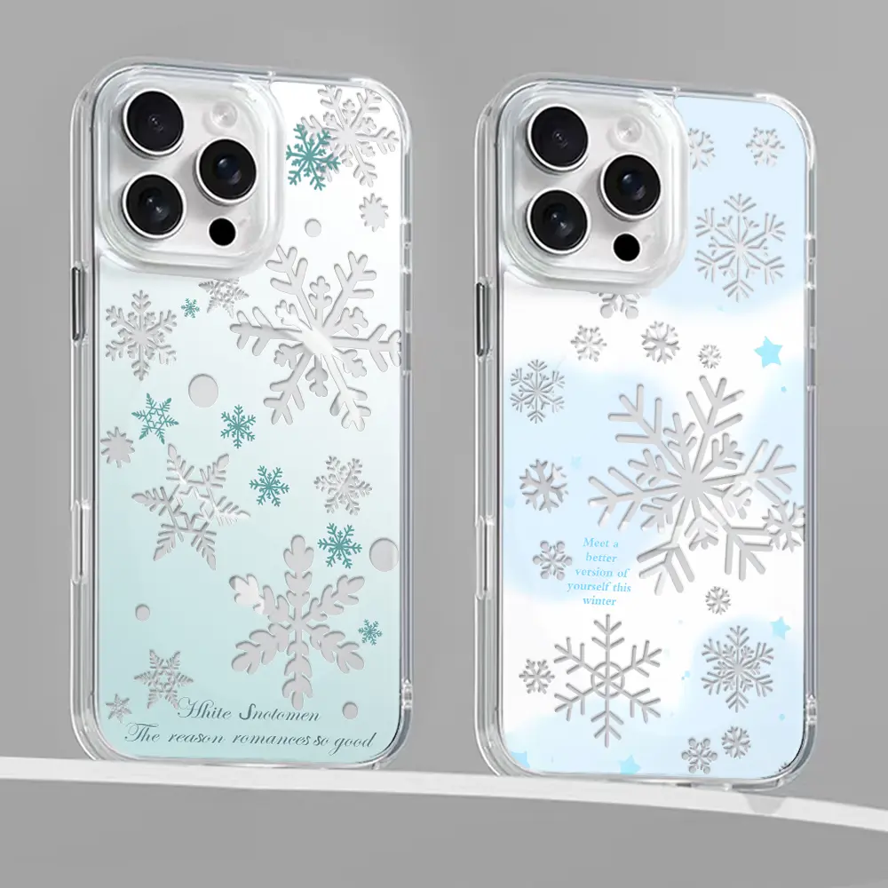 snowflake Magnetic for iPhone 17/16/15/14/13/12/11 Xs Pro Max Plus AIR Case, Christmas Beautiful Case Compatible with MagSafe, for Samsung S22/S23/S24/S25/PLUS/ULTRA/FE phone casing Transparent shockproof protective case Christmas gift Shell Protection