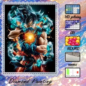 DIY 5D flocked diamond painting kit, AB drills, fairy dust drills, crystal drills, superheroes, energy ball, action poses, diamond embroidery, special craftsmanship, diamond art kit, wall decoration, gift for family, loved ones, friends.