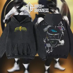 BornOfDarkness - IN SPACE BLACK RANGER Vintage Unisex Oversize Anime Manga Washed Cotton T-shirt, Graphic Tee, Anime Lover, Anime Merch Fan, Outfits Men, Boys Merch