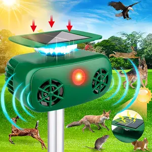 Soundwave technology Animal Repeller, 5 Modes Solar Powered Animal Deterrent with Motion Sensor And Flashing Light Squirrels, Deer Repellent Devices, Rabbit, Fox, Raccoon for Yard Farm Garden