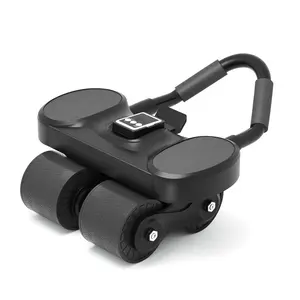 Homhut New Ab Roller Wheel with Knee Mat &Timer, Automatic Rebound Abdominal Wheel, Ab Abdominal Exercise Roller with Elbow Support, Abs Workout Equipment Ab Exercise Roller for Women Men ：