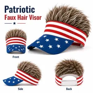 Patriotic American Flag Wig Hat, Red White Blue Adjustable Party Headwear for 4th of July, Parade, Festival & 250 Years Celebration