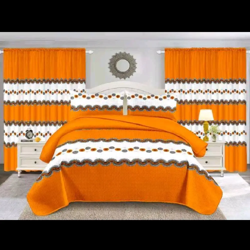 7-Piece Coordinated Bedding Set with Curtains, Decorative Pillows - Matching Sets for Home Interior, Complete Coordinated Look Bedroom Collection
