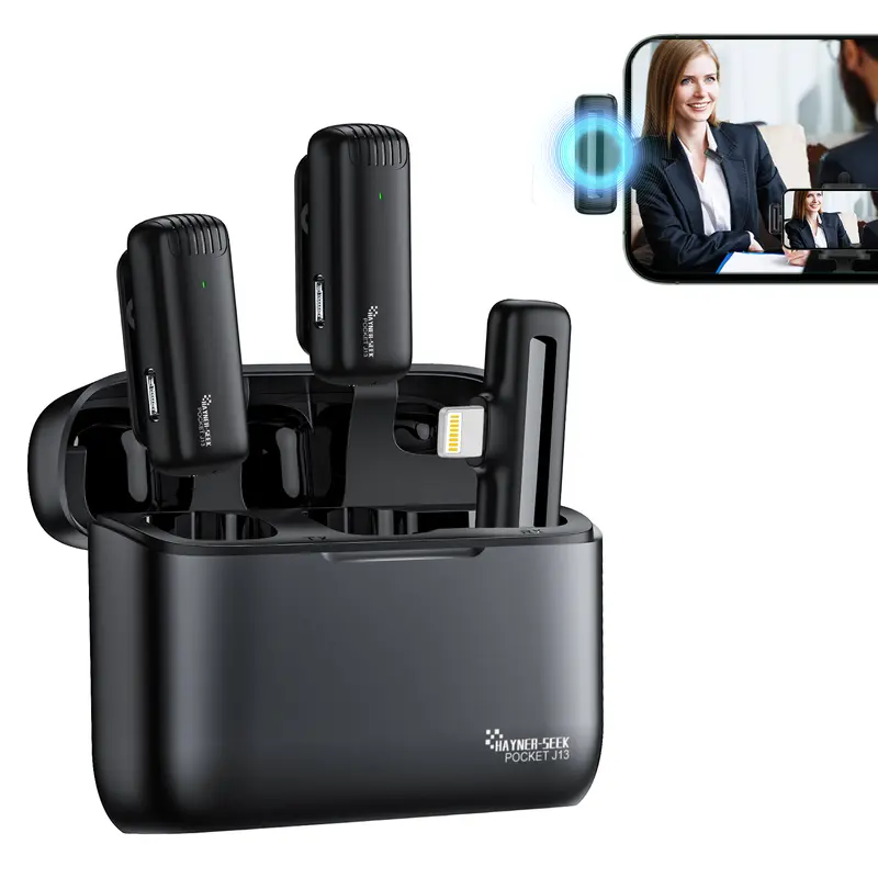 Hayner-Seek Wireless Lavalier Microphone for iPhone Collar Microphone for YouTube,Facebook,Vloggers,Meeting,Interviews,livestreaming and Video Recording,Compatible with iPhone/iPad,Plug and Play