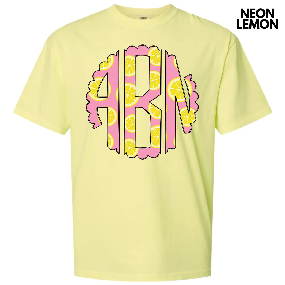 Pink Lemonade Monogram Comfort Colors T-Shirt 'NLB'