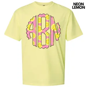 Pink Lemonade Monogram Comfort Colors T-Shirt 'NLB'