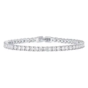 Silver 4MM Cubic Zirconia Charmwhite Silver classic Tennis Bracelet for Women and Men（8 inch）
