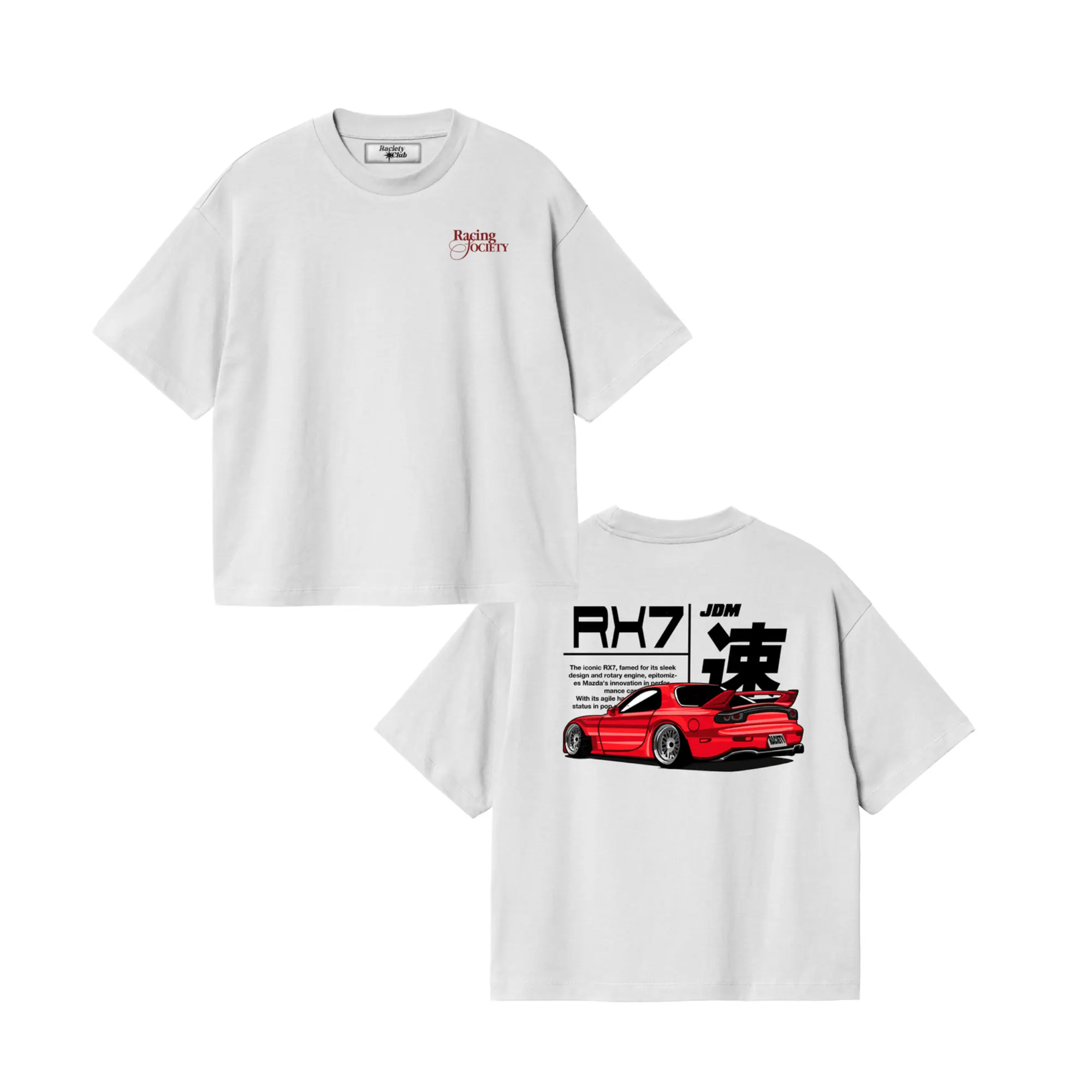 RX-7 JDM Car "Racing Society" Graphic T-shirt, Race Car, Car Lover Shirt, Fashion Cotton, Full Colors, Full Sizes, For Men, For Women