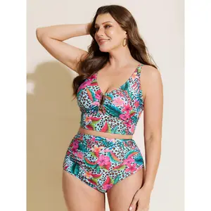 BLOOMCHIC Women's Plus Size Floral Vibrance Cut-Out Bikini Top Swimsuit, M-6X Sizes, 2026 Summer Vibes Swimweek, Swimsuit For Women,Spotlight,Summer wins,Deals for your days