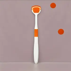 Silicone Tongue Scraper, Portable Tongue Cleaner Brush, Effective Tongue Coating Removal Tool, Oral Care Tool for Adults