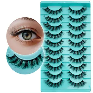 Wffenhefragrance 10 Pairs 3D Fluffy Wispy Cat Eye Strip Eyelashes, Faux Mink Lightweight Reusable Easy Apply for All Makeup & Everyday Glam Looks