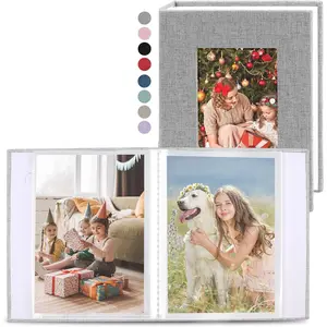 2 Pack Photo Album 4x6, Linen Cover Photo Book, Small Photo Album Book for 36 Pockets Hold 72 Pictures, Picture Book for Photos Family Anniversaries Baby Vacations (gray)