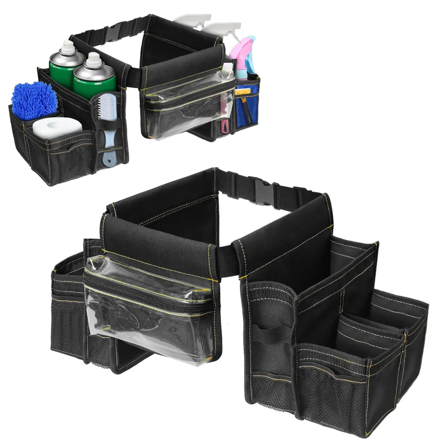 Multi-Pocket Cleaning Tool Waist Bag, Tool Storage Bag, Adjustable Buckle Belt, Comfortable Fit, Organizer for Cleaning Supplies, Essential Cleaning Gear, Convenient Tool Pockets, Tool Bags