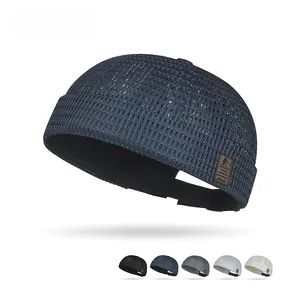 Outdoor Summer New Trendy Personalized Stitched FEWK Leather Label Hollowed-Out Large Mesh Tang Hat for Men and Women, Hip Hop Breathable Landlord Hat