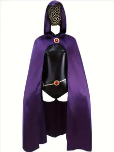 Comic Hero Cosplay Costume, Raven Teen Titan Halloween Performance, Loose-Fitting Jumpsuit, All Seasons Party Wear