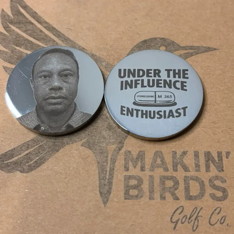 Golf ball marker Tiger Woods Mugshot Under The Influence Enthusiast Design
