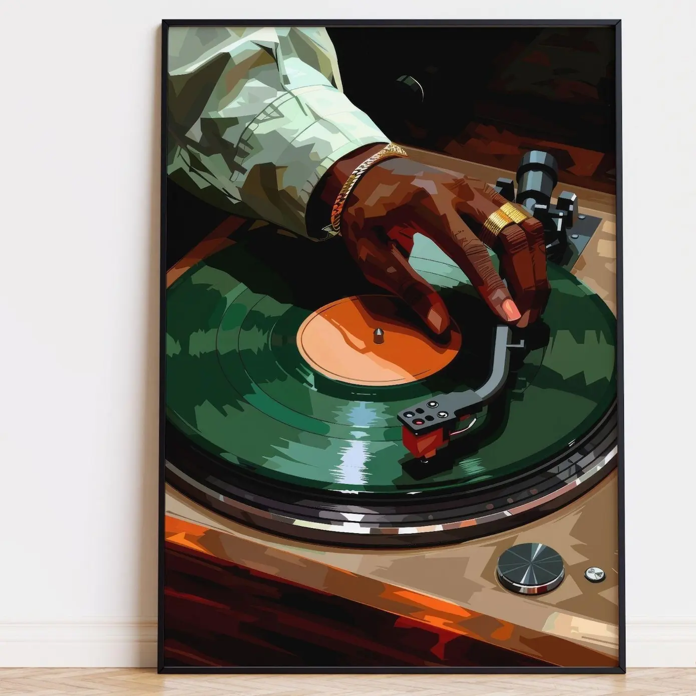 Vinyl Record Music Wall Art, Black Man DJ Art Print, Printable Turntable Poster, Hip Hop Music Decor, Hypebeast Print, UNFRAMED