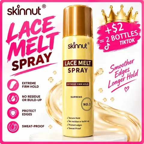 Skinnut Lace Melting Spray -  Haircare Long-wear Glue Spray, 24 hour edge tamerBeginner-Friendly Adults' Fine Misting, Strong Hold Invisible Bonding, Natural Appearance Seamless Finish , shape curl  5.07oz/150ml