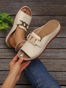 Summer Lazy Shoes Ceiling! One-Step Slip-On Thick Sole, Comfortable and Slimming Legs Effect, Perfect for Casual Wear, Slip On Mules