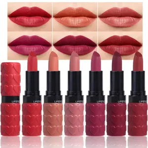 Long Lasting Waterproof 24 Hours Lipstick Matte Sets - Brown Pink Purple Red - 6 Pcs for Women - Gloss, Lipgloss