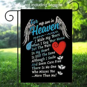 Double-Sided Memorial Garden Flag for Son in Heaven - , Durable Linen, Outdoor Yard & Cemetery Decor (Flag Only), for Spring