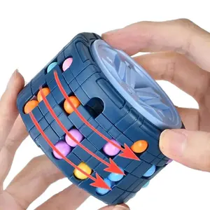 3D Rotating Maze Cube with Gyro Mechanism Sliding Ball Puzzle Toy Spatial Logic Training Travel Game Educational Brain Teaser Toy 3D Rotating Cube Puzzle Brain-Teasing Maze Game Educational Toy for Children and Adults Stress-Relieving Toy Back to school