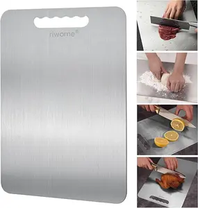 Titanium Cutting Board - 100% Pure Titanium Cutting Board for Kitchen -Cutting-edge hygiene Double Sided Medical-grade Titanium Cutting Mat