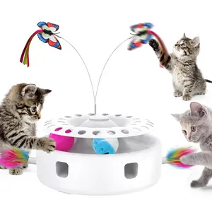 4-in-1 Toys with Catnip Balls, Feather, Butterfly, Auto Interactive Kitten Toy , Dual Power, Indoor Fun for All Breeds.