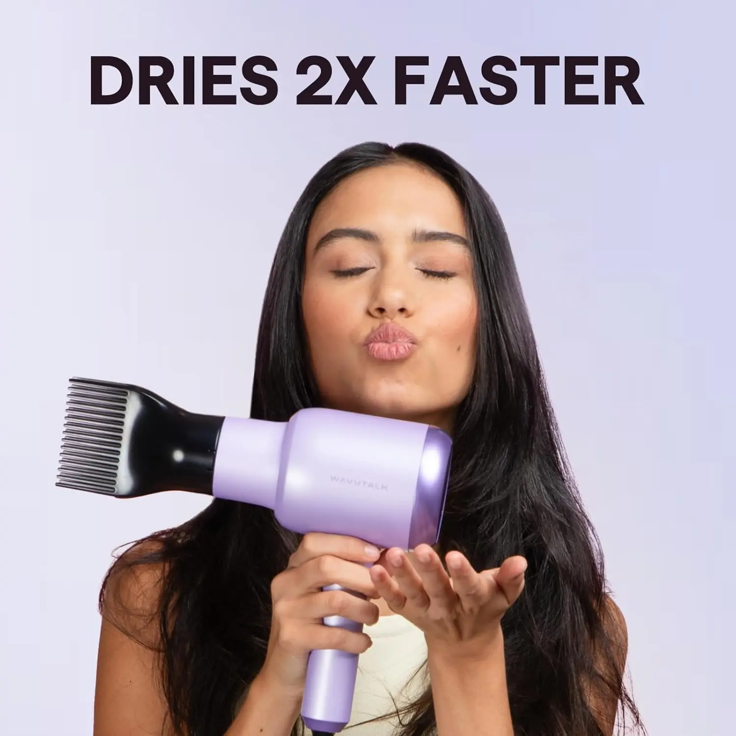 Wavytalk Blown Away Ionic Hair Dryer with Diffuser for Curly Hair | 1875W Fast Drying, 3 Attachments for All Hair Types, Ceramic Healthy Shine, Lightweight & Quiet (Purple)