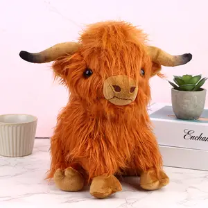 Simulation Highland Cow Animal Plush Doll Soft Stuffed Highland Cow Plush Toy