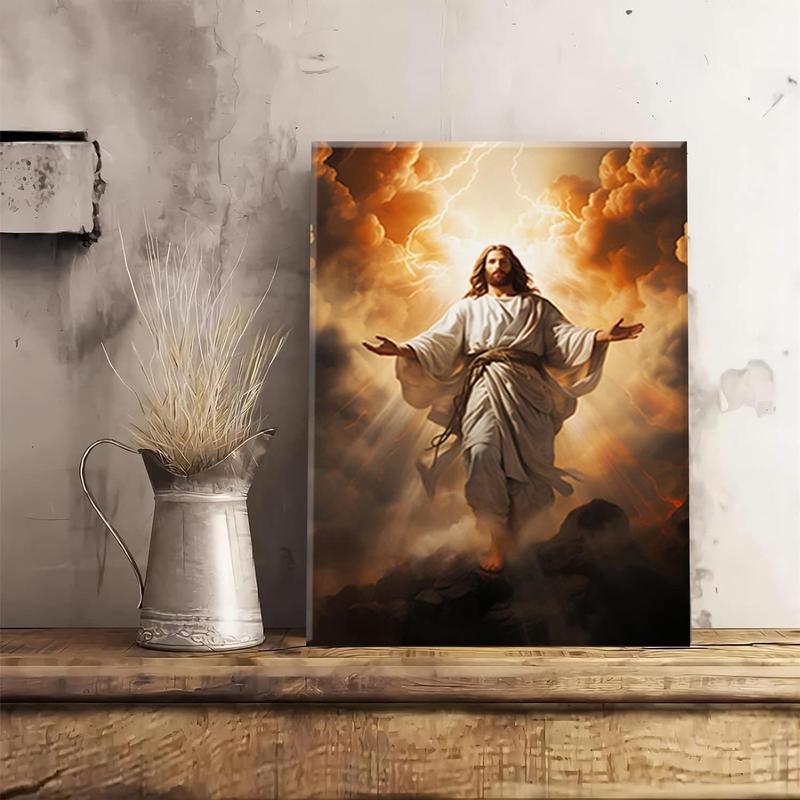 Jesus Christ Portrait Canvas Wall Art – Christian Religious Decor, Divine Mercy God Painting Print for Prayer Room, Living Room, Bedroom, Church, or Office