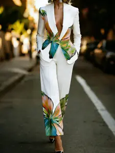 Urban Printing Floral Lapel Collar Blazer