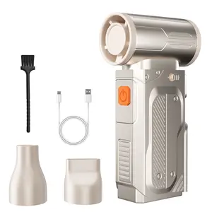 Turbo Mini Blower, 120,000 RPM Cordless Air Dryer with 3 Attachments – for Hair, Pet Grooming, Car Interior, Electronics Cleaning, 2 Speeds, USB-C Rechargeable (75MPH Wind Speed)